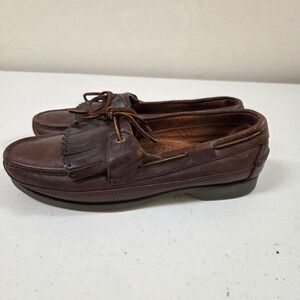 Evergreen Footwear Mens 7.5 D Brown Leather Kiltie Tassel Boat Shoes Vibram Sole